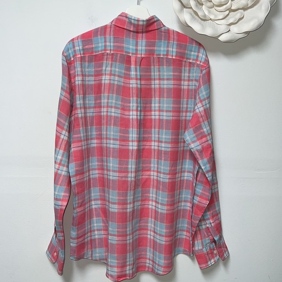 Vineyard vines classic fit Murray button down linen shirt plaid size M - Picture 5 of 9